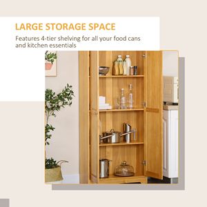 Armadio dispensa moderno da 170 cm in pino, autoportante, con ante e ripiani per cucina o sala da pranzo - Product Image 5