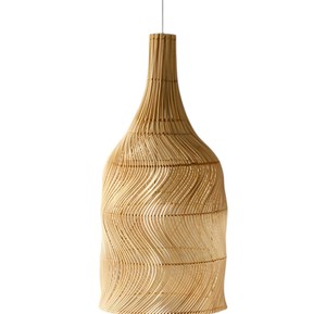 Lustre suspendu cylindrique en rotin tressé à la main de style nordique, luminaire en fibre naturelle pour la maison - Product Image 3