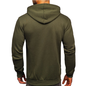Sweat à capuche unisexe vert olive surdimensionné à carreaux avec fermeture éclair et logo sur le devant, en molleton décontracté pour l'hiver, 100 % coton peigné doublé et respirant - Product Image 3