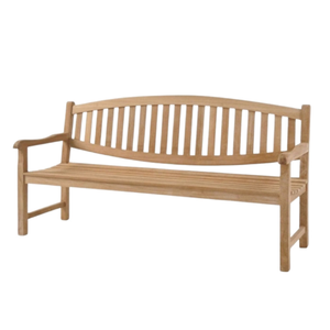 Banco de Jardín Clásico de Teca con Diseño para Exteriores, Respaldo Curvo de Listones y Capacidad Resistente para 3-4 Personas - Product Image 1