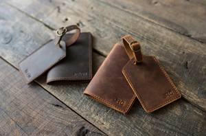 Custom Genuine Leather Luggage <b>Tags</b> Privacy Cover <b>Suitcase</b> Labels Personalized Travel Bag <b>Tags</b> Wholesale Gifts LMP-0151 - Product Image 5