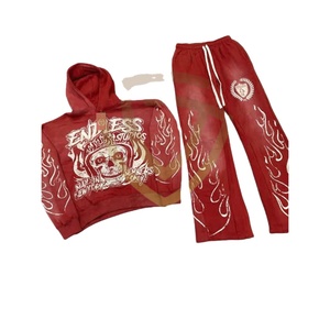 Conjunto Deportivo Unisex de Alta Calidad, Teñido Liso, Invernal, Grueso, 100% Algodón, Transpirable, con Capucha, Diseño Moderno - Product Image 1