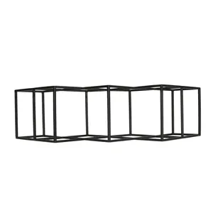 Moderno Estante para Botellas de Vino de Metal Negro con Diseño de Diamantes, Soporte Geométrico para Botellas de Vino para Encimera, Mueble de Almacenamiento para Cocina, Bar o Gabinete - Product Image 3