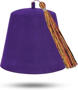Gorro Fez Masónico Liso - Lana Morada con Borlas de Varios Colores, Tipo de Tela: 100% Lana, Instrucciones de Cuidado: Lavar Solo a Mano - Product Image 3
