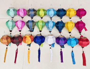 Silk Lanterns With Elegant <b>Bamboo</b> Frame For Lantern Ceiling Lamp Installation At Restaurants In Vietnam - Product Image 2