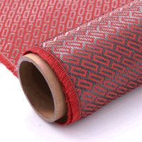 Tissu en fibre de carbone rouge 3K 240GSM à motif chaîne rectangulaire pour garnitures intérieures automobiles et panneaux composites décoratifs