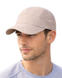 Men Beige Mesh Panel Sports <b>Cap</b> Breathable Lightweight Adjustable Summer Running Training Outdoor Baseball Hat For Men Use - Product Image 1