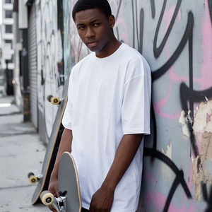 เสื้อยืดผ้าฝ้ายพิมพ์ลายกราฟิก230แกรมสำหรับผู้ชายทรงหลวมทรงหลวมผ้าฝ้าย100% พิมพ์โลโก้ได้ตามต้องการ - Product Image 2