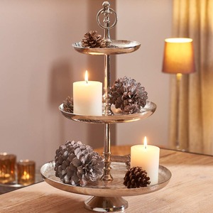 Premium design three tier metal serving stand with <b>hammered</b> texture and antique silver finish perfect for desserts snacks cup - Product Image 2