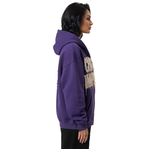 Drop-Shoulder Heavyweight 400GSM Terry Cotton Hoodie Women's Custom <b>Distressed</b> Embroidery Printed Hood <b>Top</b> Ladies Street Style - Product Image 4