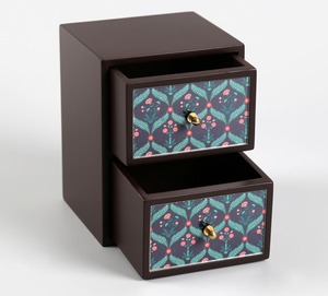<b>Storage</b> Organizer for Desk Classic Style Stackable Design Wooden Jewelry Box with Double Drawers Floral Pattern office home use - Product Image 5