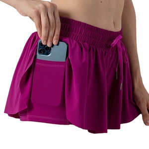 Custom Logo Spring Solid Elastic Waist 2-in-1 Cheerleader Shorts | Women's Butterfly Flowy Tennis <b>Skirts</b> - Product Image 6