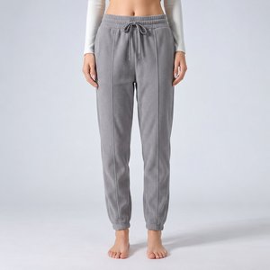 Pantalon de jogging en molleton bouclette pour femme, coupe large, avec revers côtelés, personnalisable OEM en gros, pour marques de mode américaines (Boutique Lines) - Product Image 3