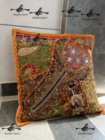 Handgemaakte Indiase patchwork kussenhoes vierkant bohemian borduurwerk decoratieve kunst huisdecoratie 16 inch