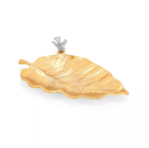 Plat décoratif en aluminium fantaisie en forme de feuille avec finition dorée de haute qualité, design moderne, excellente qualité, bol à servir les noix - Product Image 2