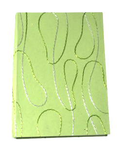 Good Quality Medium Green Color Sheet With Matching Silk Yarn Embroidery Hard Cover Notebook - Product Image 1