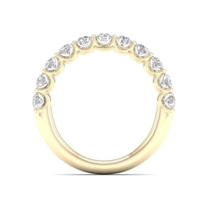 Anillo de compromiso y boda de media eternidad con diamante cultivado en laboratorio de corte redondo en oro de 10K/14K/18K y plata 925/935 con baño de rodio - Product Image 3