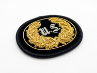 Écusson personnalisé brodé main en fil d'or, motif couronne de lauriers – Badge cérémoniel, reproduction historique, souvenir, objet de collection, cadeau