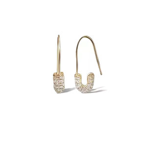 Boucles d'oreilles créoles hypoallergéniques en or massif 10K 14K avec diamants de laboratoire créatifs ronds et diamants de laboratoire cultivés, style épingle de sûreté - Product Image 4