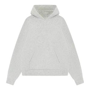 Sweat à capuche en tricot avec broderie en point de chaînette pour homme, sweat à capuche confortable et élégant avec broderie en gris, sweat à capuche en tricot de qualité supérieure - Product Image 1