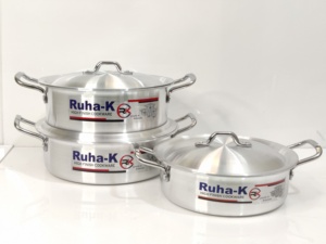 ชุดหม้ออลูมิเนียม Ruha-K พร้อมฝาและหูจับสีเงิน ป้องกันสนิม ผิวขัดเงา ใช้ได้กับเตาแก๊สและเตาแม่เหล็กไฟฟ้า - Product Image 4