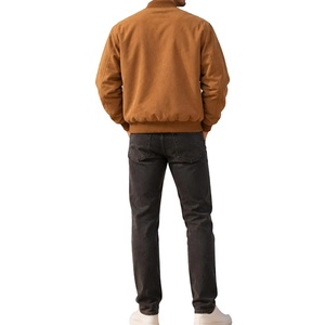 New Arrival <b>Men's</b> Brown <b>Suede</b> Bomber <b>Jacket</b> Casual Zipper Closure Turn-down Collar Regular Fit Autumn <b>Jacket</b> - Product Image 3