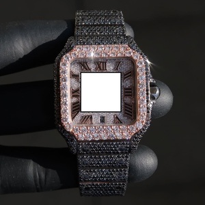 Reloj de Lujo con Incrustaciones de Moissanita VVS, Bisel Cuadrado con Números Romanos, Estilo Hip Hop, Automático - Product Image 1