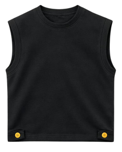 Ensemble décontracté d'été pour homme : débardeur noir sans manches et short jaune en coton, avec cordon de serrage contrastant, deux pièces tendance - Product Image 1
