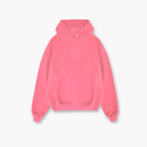 Sudadera con capucha de invierno para hombre, OEM, de punto, premium, personalizada, sin cordón, lisa, de alta calidad, de algodón de alto gramaje, rosa digital - Product Image 3