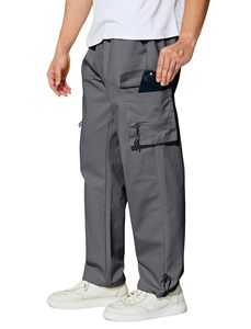 Pantalon cargo homme personnalisé respirant taille mi-haute, multi-poches, style streetwear, jogger, pour l'extérieur - Product Image 5