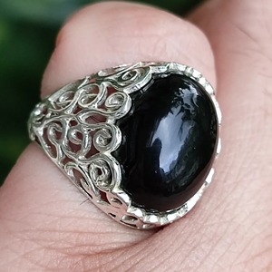 Black Onyx <b>Ring</b> 925 Sterling <b>Silver</b> Handmade Boho <b>Statement</b> Promise <b>Ring</b> for Women Natural Oval Black Onyx <b>Ring</b> July Birthstone - Product Image 4