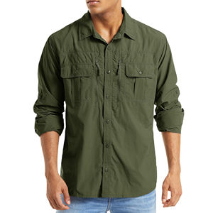 Camisa de senderismo de alta calidad para hombre, con botones, manga larga, de secado rápido, transpirable, con múltiples bolsillos. - Product Image 1