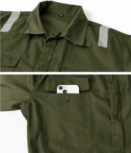 Custom Brand <b>Heavy</b> <b>Duty</b> Men Reflective Working Coverall Cotton Twill Factory Uniform Reinforced Seams Functional Pockets Screen - Product Image 3