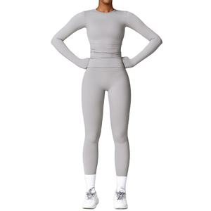 Conjunto de Yoga Personalizado al por Mayor para Mujer, Ropa Deportiva, Ropa de Gimnasio, Leggings de Manga Larga, Trajes Deportivos de Secado Rápido - Product Image 1