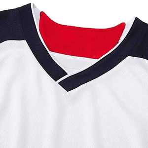 Maillot de basket-ball unisexe blanc avec bordure rouge/bleu marine, col en V, sans manches, séchage rapide, évacuation de l'humidité, polyester/coton, motif crâne - Product Image 2