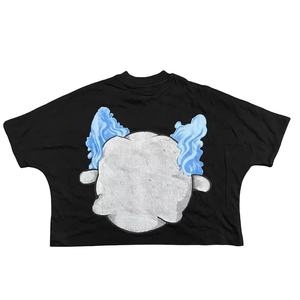 Logo personnalisé 300 GSM Streetwear Box Cut Tee T Shirt Heavyweight Cropped Top TShirt Graphic Cotton Oversized Boxy Fit T-Shirt Men - Product Image 2