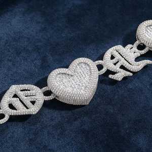 Collier Statement Unisexe de Luxe en Moissanite Taille Cœur, Chaîne à Maillons en Argent 925 Plaqué Rhodium, Bijou - Product Image 4