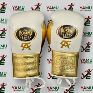 Guantes de Boxeo de Cuero Real Blanco de Primera Calidad para Adultos - Equipo Profesional para Sparring y Combate - Product Image 2