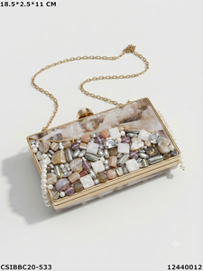 Designer Handmade Brass Mother Pearl Bridal Evening <b>Clutch</b> <b>Bag</b> Ladies Wedding Parties Multi Color - Product Image 2