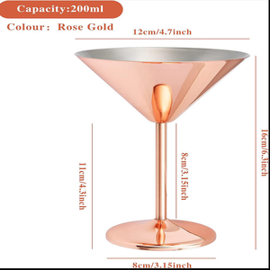 Verre à martini en acier inoxydable, gobelet à vin, or rose, design personnalisé, ustensiles métalliques pour bar karaoké - Product Image 6