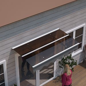 DA5934W serie 59 \ "Wide X 34 \" Deep in legno a parete di casa tenda da sole a baldacchino in policarbonato solido di cristallo spesso 0.137 pollici - Product Image 1