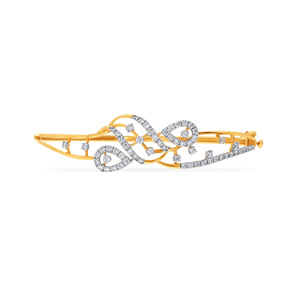Elegant Yellow Gold 18K Lab Grown Diamond Spiral Bangle Bracelet Intricate Circular Design Sparkling <b>Stones</b> Sophisticated - Product Image 2