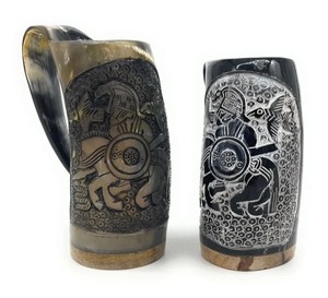 Chope en corne de buffle véritable Viking, motif animalier et ange, faite à la main, écologique, décoration d'intérieur, pour bière, taille personnalisable, haute qualité - Product Image 3