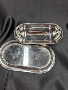 Stainless Steel Oval and Rounded Butter Dish with Lid - Product Image 6