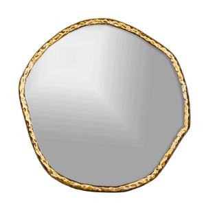 Espejo martillado Vintage abstracto dorado, espejo de montaje en pared Vintage, espejo de pared circular, sala de estar con marco para decoración de pared - Product Image 1