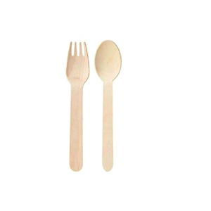 Cubiertos Desechables de Madera Ecológicos, Cucharas y Tenedores de Madera para Fiestas, Picnics y Catering - Product Image 1