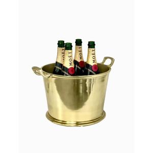 Seau à glace en métal doré, forme ronde avec poignées en anneau, style américain, décoratif, luxueux, idéal pour les cadeaux et la décoration intérieure - Product Image 4