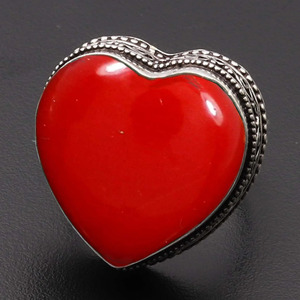 Red Coral Heart Cut Gemstone <b>Ring</b> <b>925</b> Sterling <b>Silver</b> <b>Ring</b> for Women Wedding & Party Gift - Product Image 2