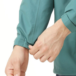 Veste de pluie imperméable à capuche pour homme, style décontracté, avec blocs de couleur, fermeture éclair, vêtement d'extérieur pour l'automne, vert et bleu, coupe classique - Product Image 4