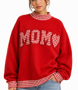Sweat-shirt oversize à épaules tombantes pour femme, personnalisable avec logo, en molleton vintage, style Y2K, streetwear universitaire, vente en gros MOM - Product Image 2
